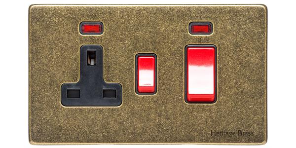 Vintage Range Rustic Brass, XRB - 45A Cooker Unit + 13A Socket