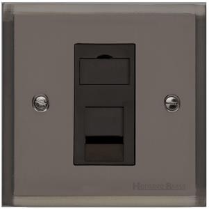 Elite Stepped Plate Range Polished Black Nickel, S06 - 1 Gang CAT6