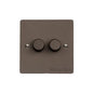 Elite Flat Plate Range Matt Bronze Switches & Sockets, T09 - 2 Gang Dimmer 400 watts (Compatible with halogen/ incandescent bulbs) by Heritage Brass By M-Marcus