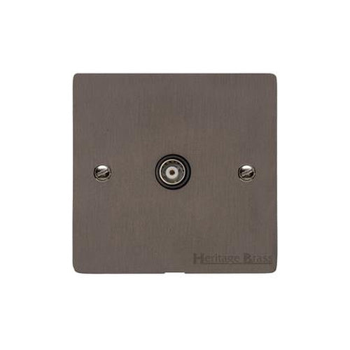 Elite Flat Plate Range Matt Bronze Switches & Sockets, T09 - 1 Gang Non-Isolated TV Coaxial Socket by Heritage Brass By M-Marcus