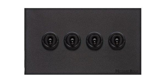 Windsor Range Jet Black (Project Finish) 4 Gang 2-Way Stockholm Toggle Switch by Heritage Brass By M-Marcus