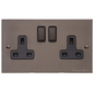 Heritage Brass Stylist Bronze Flat Plate - Square Edge - Double Socket (13 Amp) - Type QL9 by Heritage Brass By M-Marcus