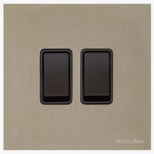 Windsor Range Aged Pewter, WAP - 2 Gang Rocker Switch