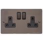 Heritage Brass Stylist Bronze Flat Plate - Round Edge - Double Socket (13 Amp) - Type L9 by Heritage Brass By M-Marcus