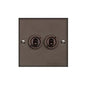 Heritage Brass Stylist Bronze Low Profile Plate - Square Edge - 2 Gang 2-Way Classic Toggle Switch -Type RL9 by Heritage Brass By M-Marcus