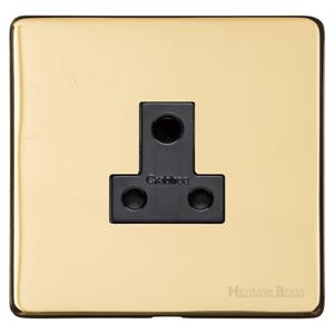 Vintage Range Unlacquered Polished Brass, XUL - 5 Amp 3 Round Pin Socket