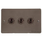 Heritage Brass Stylist Bronze Flat Plate - Round Edge - 3 Gang 2-Way Classic Toggle Switch - Type L9 by Heritage Brass By M-Marcus