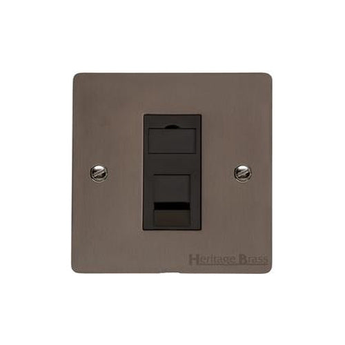Elite Flat Plate Range Matt Bronze Switches & Sockets, T09 - 1 Gang RJ11 by Heritage Brass By M-Marcus