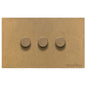 Windsor Range Aged Brass Switches & Sockets, WN50 - 3 Gang TED Dimmer (Compatible with LED Lamps) by Heritage Brass By M-Marcus