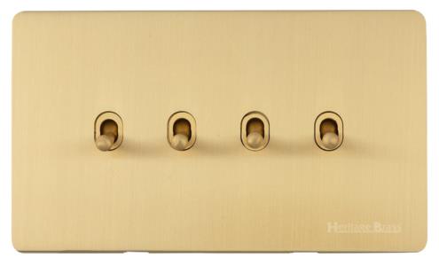 Studio Range Satin Brass, Y44 - 4 Gang Stockholm Toggle