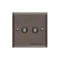 Elite Stepped Plate Range Matt Bronze Switches & Sockets, S09 - 2 Gang TV Coaxial Socket by Heritage Brass By M-Marcus