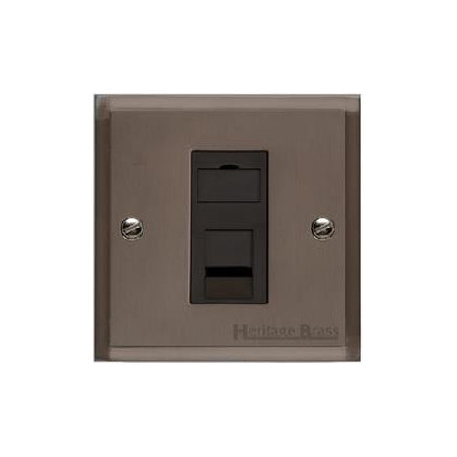 Elite Stepped Plate Range Matt Bronze Switches & Sockets, S09 - 1 Gang RJ45 by Heritage Brass By M-Marcus