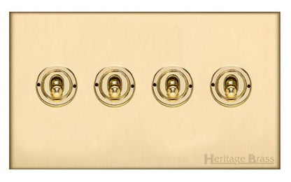 Windsor Range Matt Brass, WN40 - 4 Gang Toggle Switch