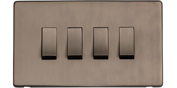 Studio Range Aged Pewter, YAP - 4 Gang Rocker Switch