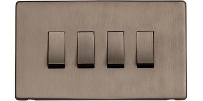 Studio Range Aged Pewter, YAP - 4 Gang Rocker Switch