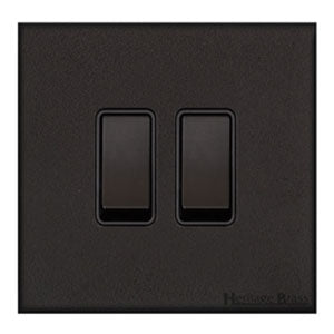 Windsor Range Jet Black (Project Finish) 2 Gang 2-Way Rocker Switch