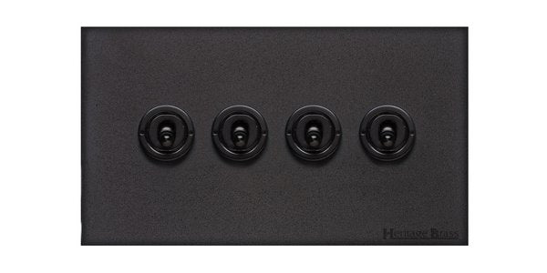 Windsor Range Jet Black (Project Finish) 4 Gang 2-Way Classic Toggle Switch