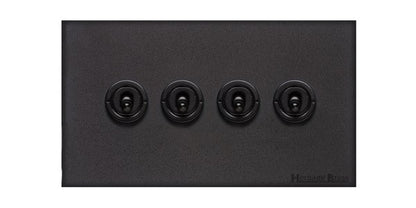 Windsor Range Jet Black (Project Finish) 4 Gang 2-Way Classic Toggle Switch