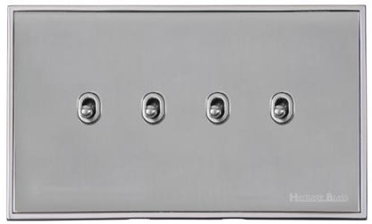 Executive Range Satin Chrome with Polished Chrome, EX23 - 4 Gang Stockholm Toggle