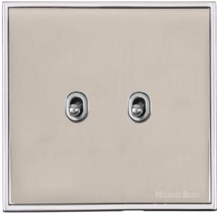 Executive Range Satin Nickel with Polished Chrome, EX25 - 2 Gang Stockholm Toggle