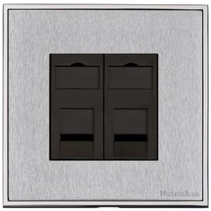 Executive Range Satin Chrome with Polished Chrome, EX23 - 2 Gang CAT6