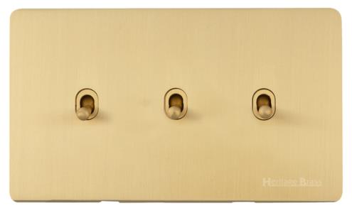 Studio Range Satin Brass, Y44 - 3 Gang Stockholm Toggle