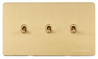Studio Range Satin Brass, Y44 - 3 Gang Stockholm Toggle