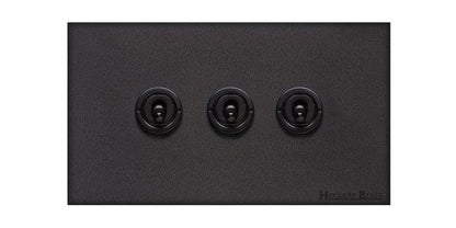 Windsor Range Jet Black (Project Finish) 3 Gang 2-Way Stockholm Toggle Switch