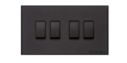 Windsor Range Jet Black (Project Finish) 4 Gang 2-Way Rocker Switch