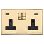 Executive Range Satin Brass with Polished Brass Switches & Sockets, EX14 - 2G 13A Socket with USB-A+C by Heritage Brass By M-Marcus
