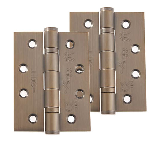 Frelan Hardware 4 Inch Fire Rated Stainless Steel Ball Bearing Hinges, Antique Brass - J9500AB (sold in pairs) by Jedo By Frelan