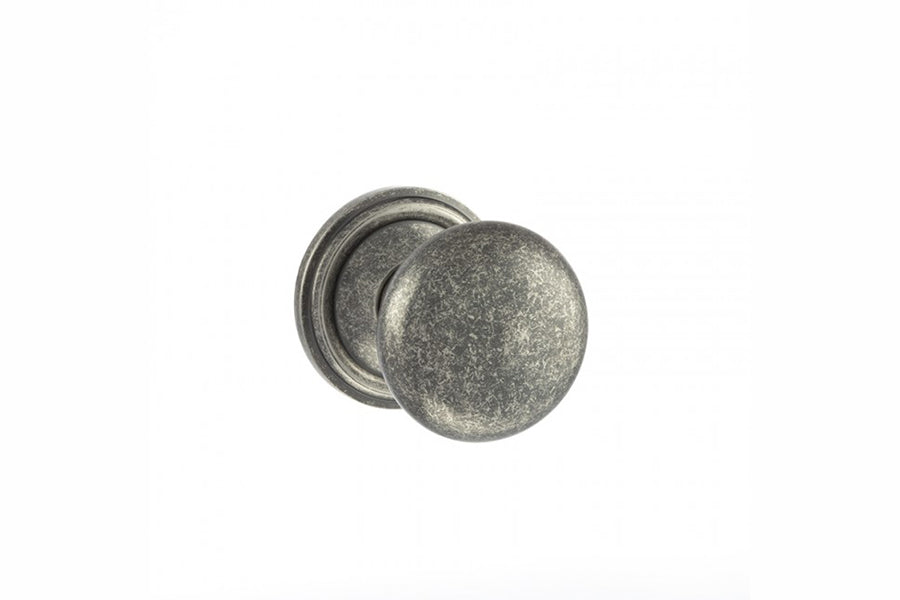 Old English Harrogate Solid Brass Mushroom Mortice Knob on Concealed Fix Rose - Distressed Silver - Default