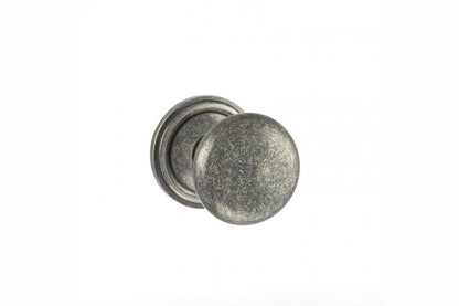 Old English Harrogate Solid Brass Mushroom Mortice Knob on Concealed Fix Rose - Distressed Silver - Default