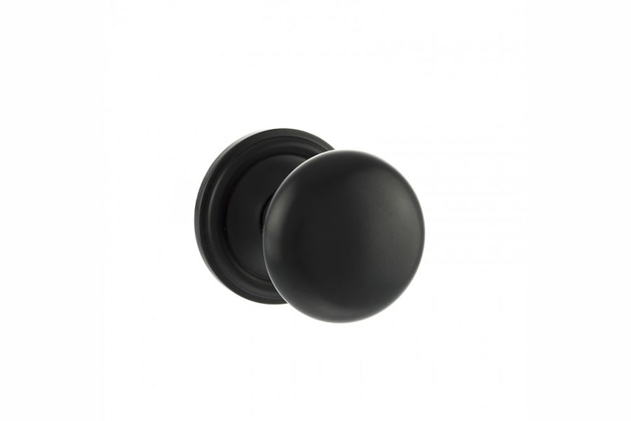 Old English Harrogate Solid Brass Mushroom Mortice Knob on Concealed Fix Rose - Matt Black - Default
