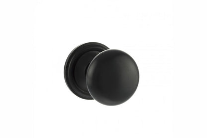 Old English Harrogate Solid Brass Mushroom Mortice Knob on Concealed Fix Rose - Matt Black - Default