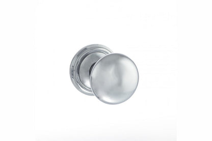 Old English Harrogate Solid Brass Mushroom Mortice Knob on Concealed Fix Rose - Polished Chrome - Default