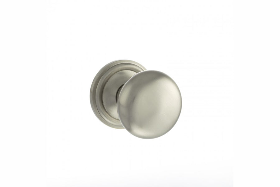 Old English Harrogate Solid Brass Mushroom Mortice Knob on Concealed Fix Rose - Satin Nickel - Default