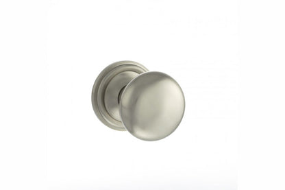 Old English Harrogate Solid Brass Mushroom Mortice Knob on Concealed Fix Rose - Satin Nickel - Default