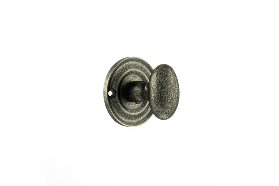 Old English Solid Brass Oval WC Turn and Release - Distressed Silver - Default