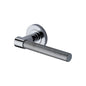 Phoenix Knurled Door Handle on Round Rose by M Marcus - Heritage Brass