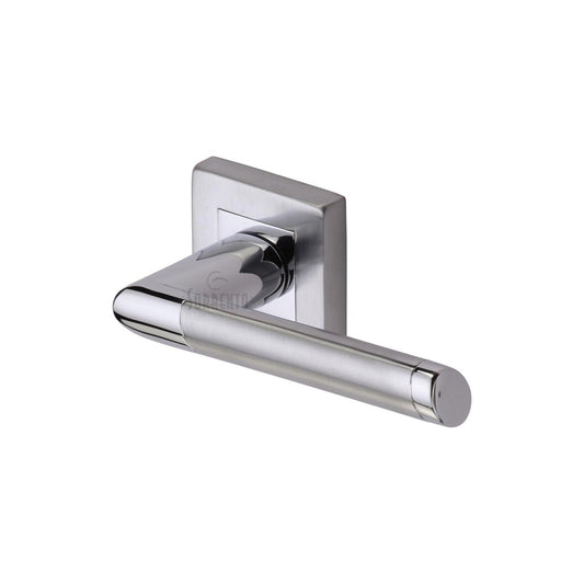 Mercury Sq Door Handle on Square Rose by M Marcus - Heritage Brass