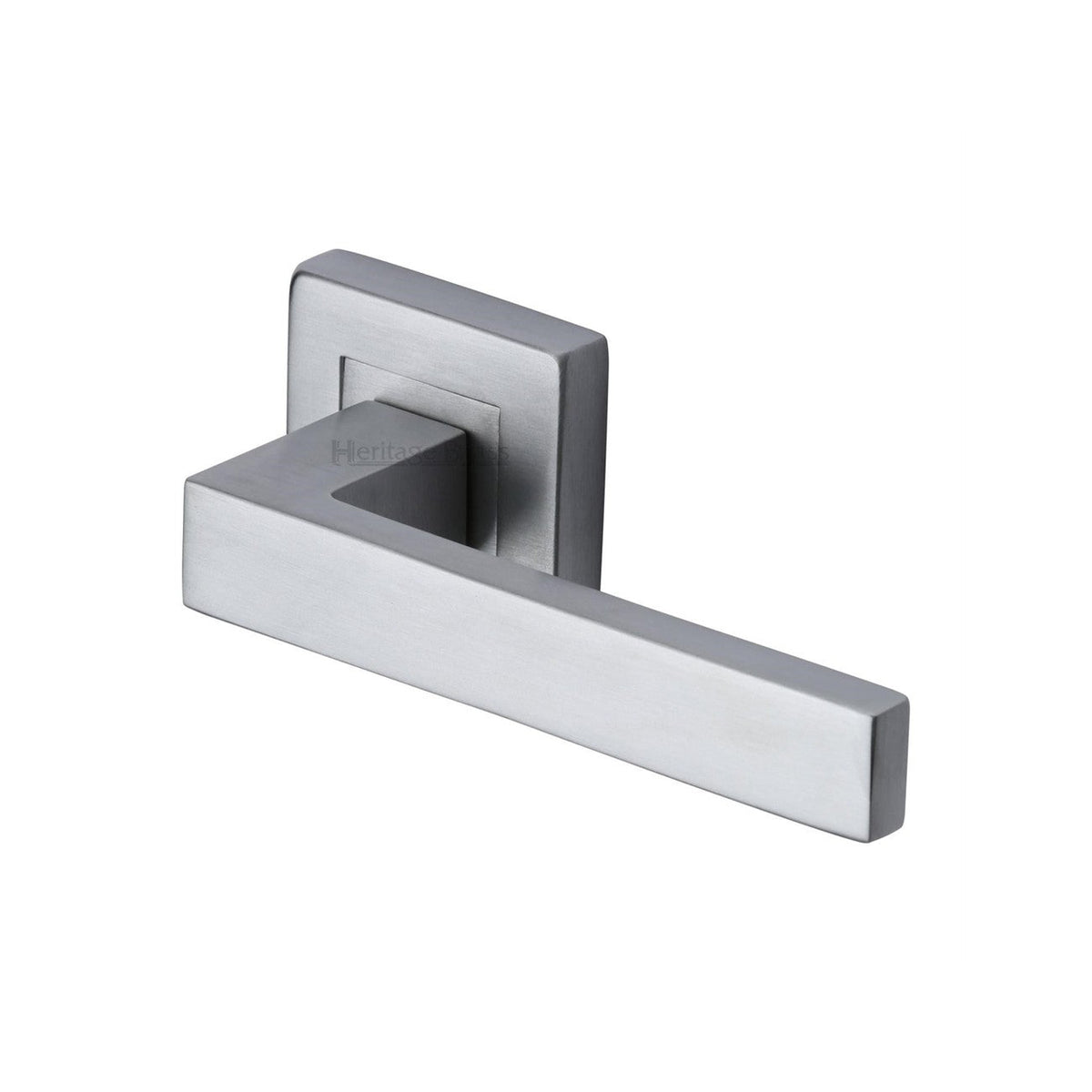 Delta Sq Door Handle on Square Rose by M Marcus - Heritage Brass