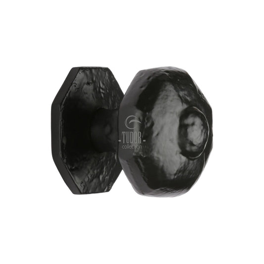 Tudor Octagon Center Door Knob - Black Antique