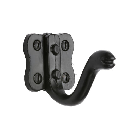 Tudor Single Coat Hook Black Iron by M Marcus - Heritage Brass