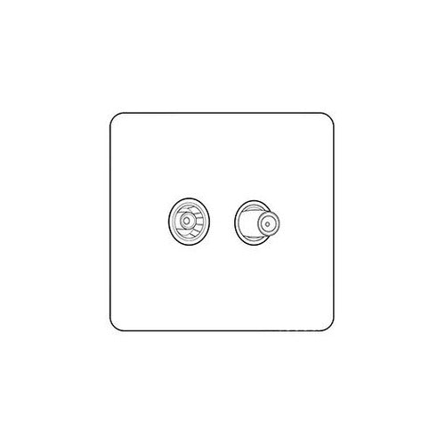Elite Flat Plate Range Satin Chrome Switches & Sockets, T03 - TV/Satellite Socket by Heritage Brass By M-Marcus