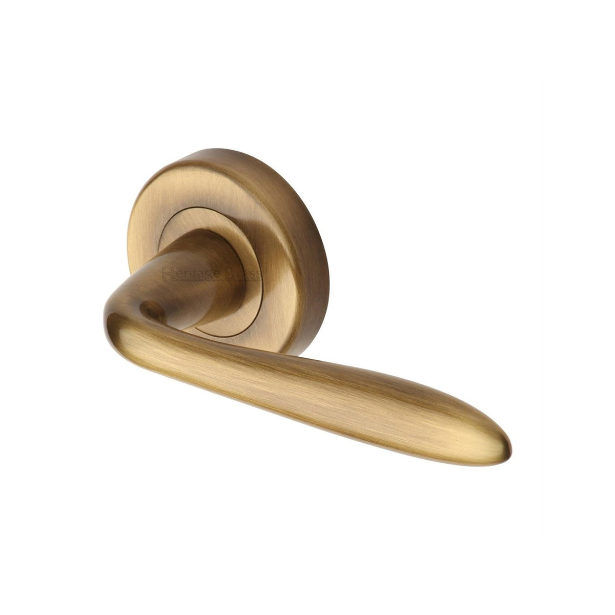 Sutton Door Handle on Round Rose by M Marcus - Heritage Brass