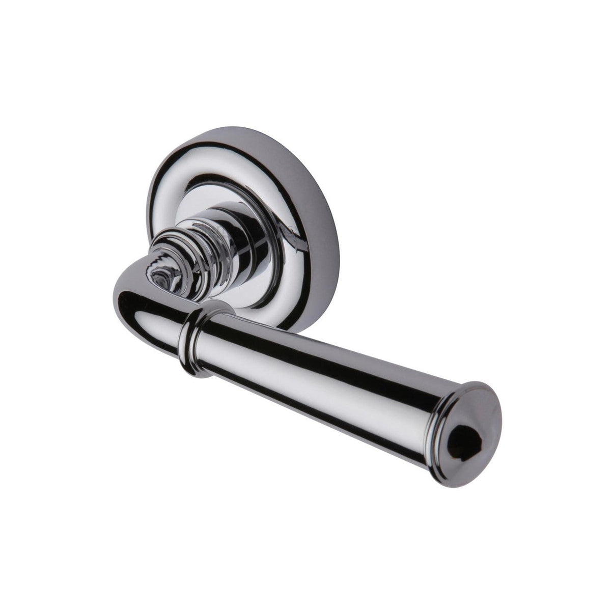 Colonial Door Handle on Round Rose by M Marcus - Heritage Brass