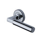 Bauhaus Door Handle on Round Rose by M Marcus - Heritage Brass