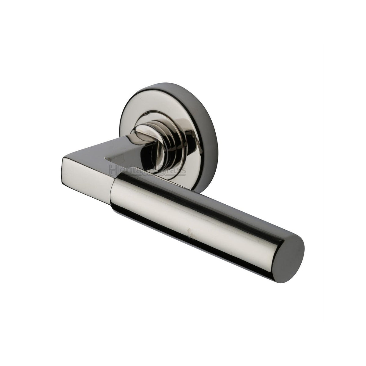 Bauhaus Door Handle on Round Rose by M Marcus - Heritage Brass