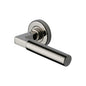 Bauhaus Door Handle on Round Rose by M Marcus - Heritage Brass